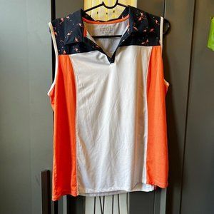 IZOD  Womens  Golf  Flamingo Print  Colorblock  Tank/Shirt  Size XL